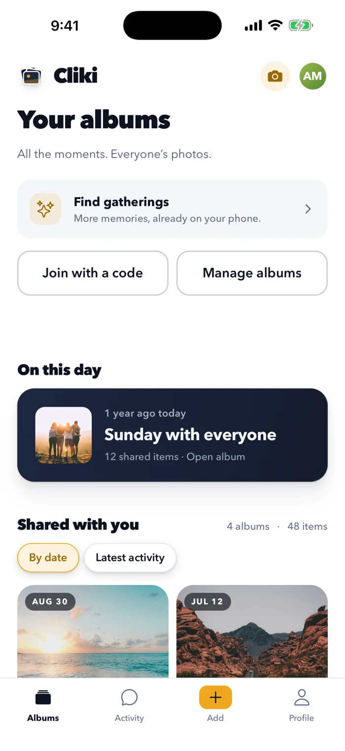 Cliki · App screen