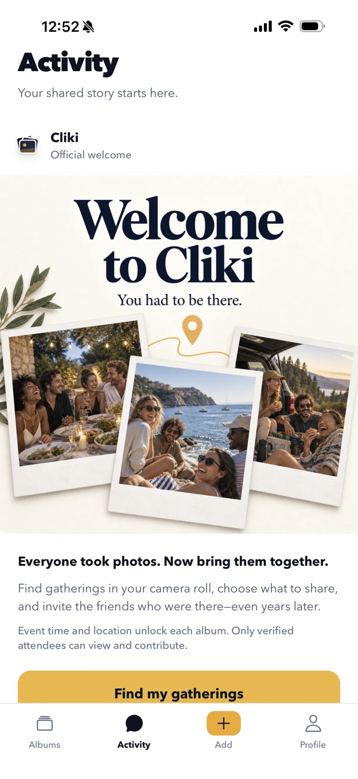 Cliki · App screen
